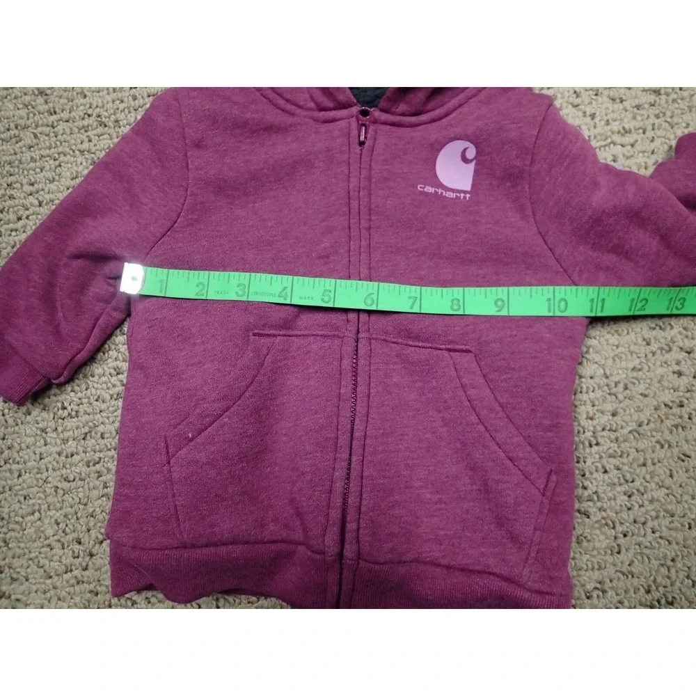 Carhartt Zip‎ Hoodie Kids 9 Months Purple Excellent Sherpa Lined Logo Sweatshirt